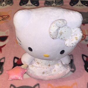 Hello Kitty White Plush with Gold Star Accents and Pink Star Wand